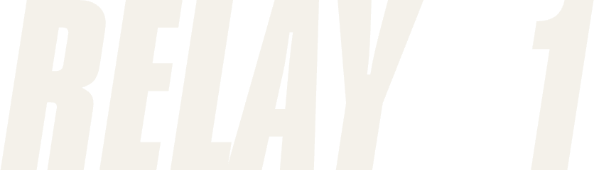 Relay 1 wordmark, Bone on Ink variant