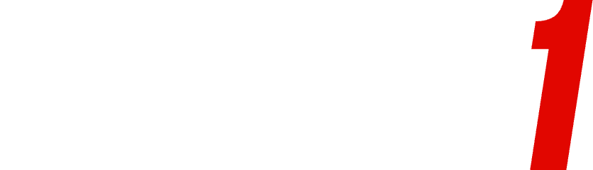 Relay 1 wordmark, White on Rosso variant